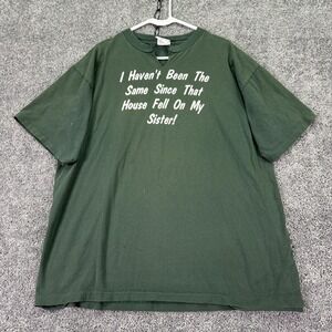 Vtg ALORÉ Shirt Mens XL Green House Fell On My Sister Graphic Funny Tee Casual